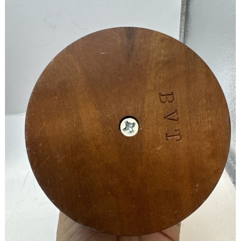 Pair Heavy VTG MCM Hardwood Pillar Candlesticks Hand Turned Signed 6.5 Inches - Picture 6 of 6